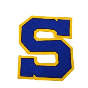 Letterman Patch Vintage OS Blue Yellow S Varsity‎ Collegiate Retro Style
